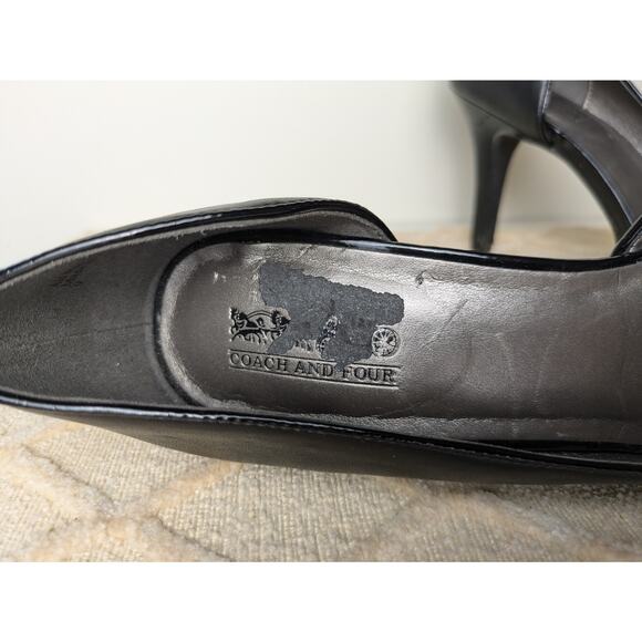 Coach And Four Heels Size 9 Black D'Orsay Peep Toe Bow Toe 3.5" Stiletto - Picture 6 of 12
